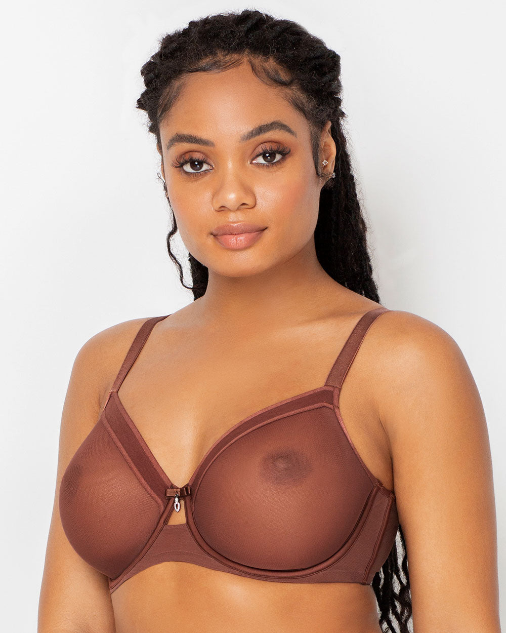 Curvy Couture Sheer Mesh Full Coverage Unlined Underwire Bra