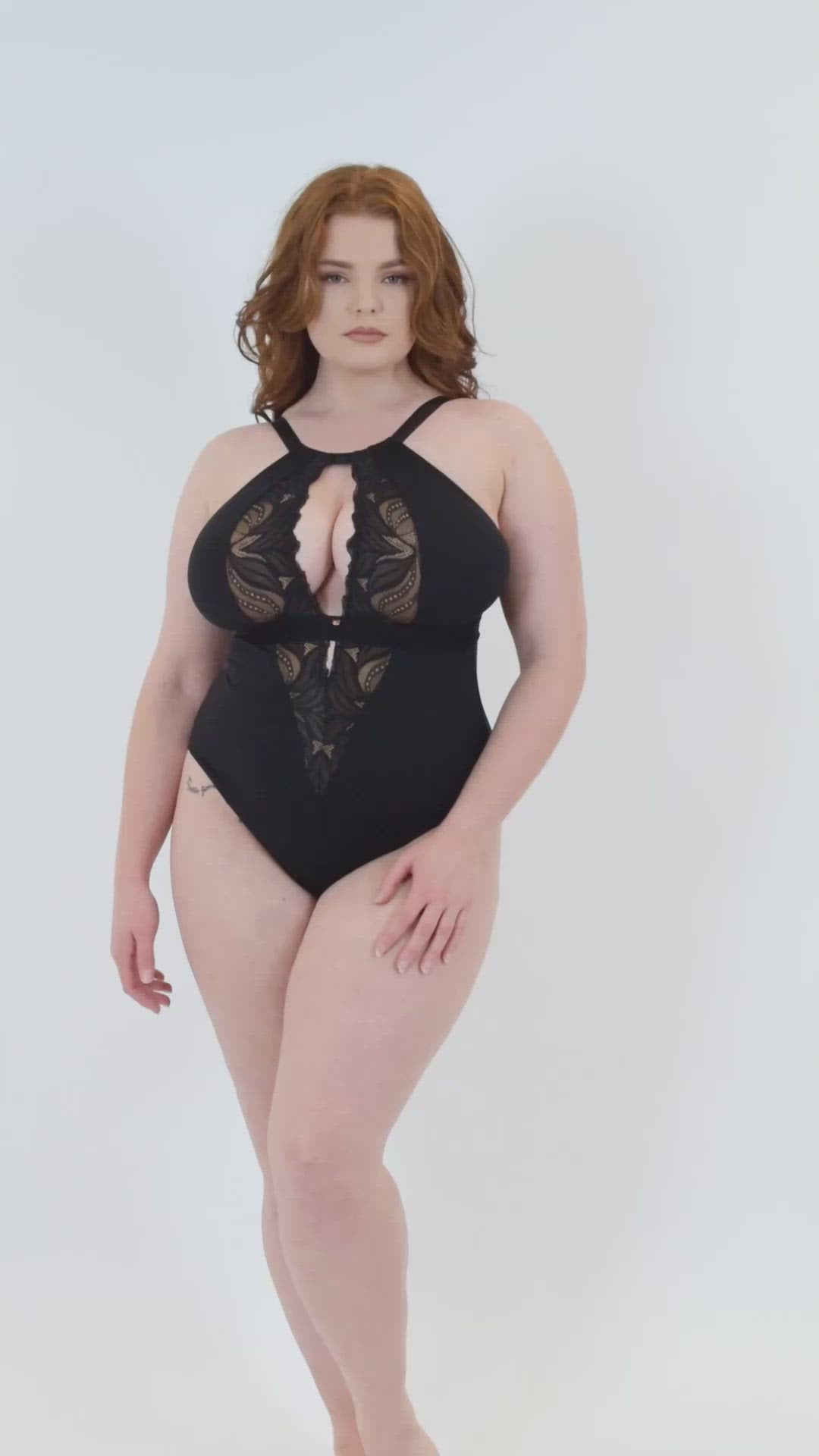 Scantilly Indulgence Stretch Lace Bodysuit - Black/Latte