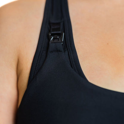 Athena 3.0 Nursing Sports Bra -Black - Pinned Up Bra Lounge