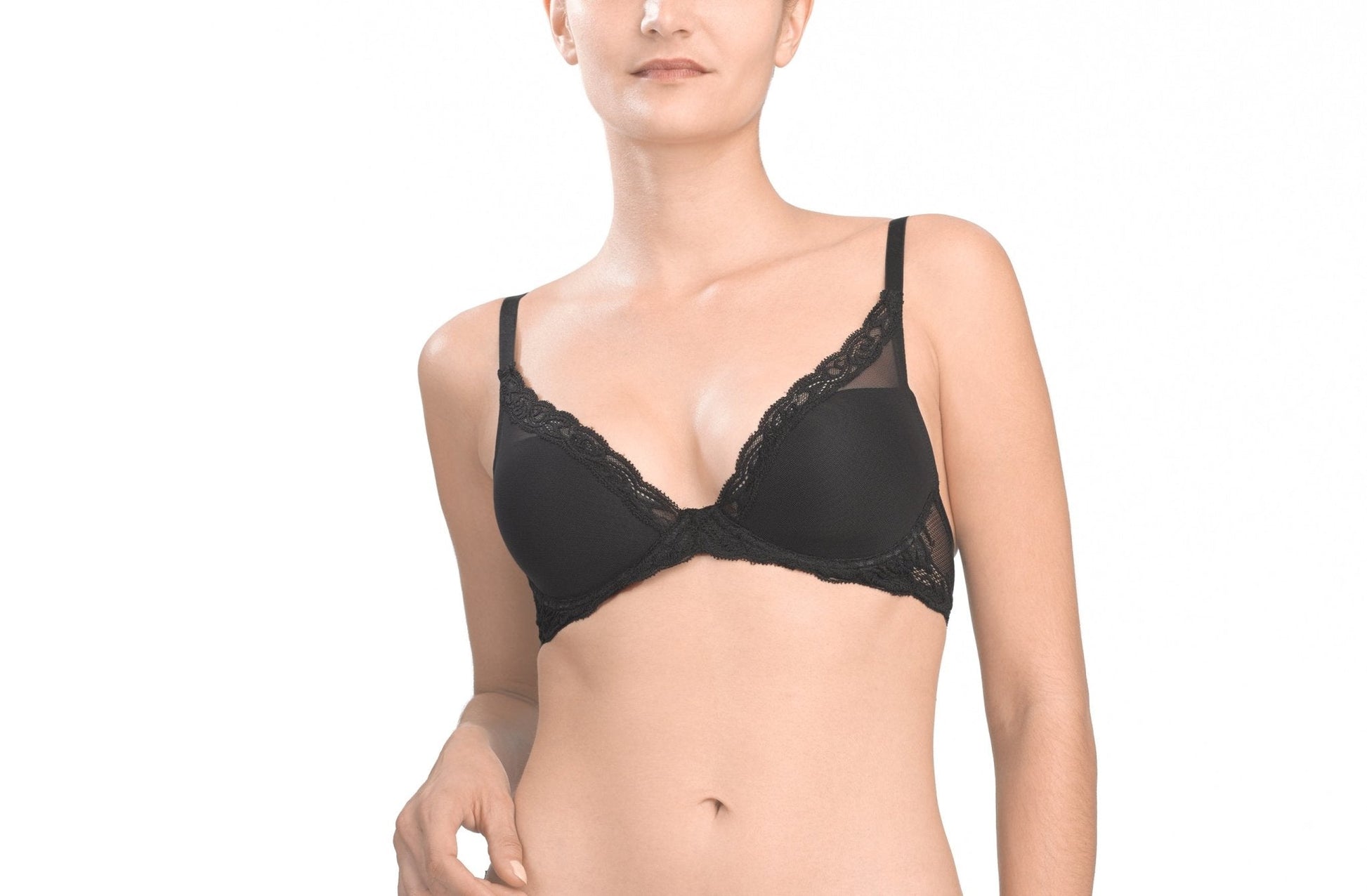 Feathers Plunge Bra- Black - Pinned Up Bra Lounge