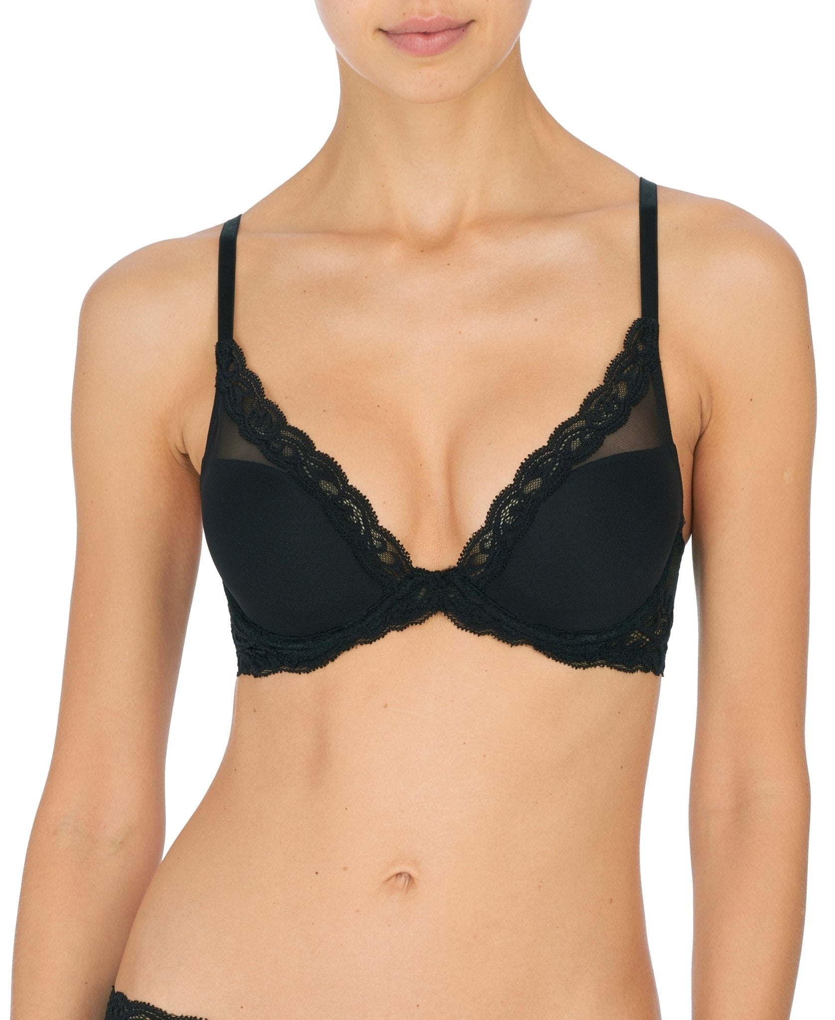 Feathers Plunge Bra- Black - Pinned Up Bra Lounge