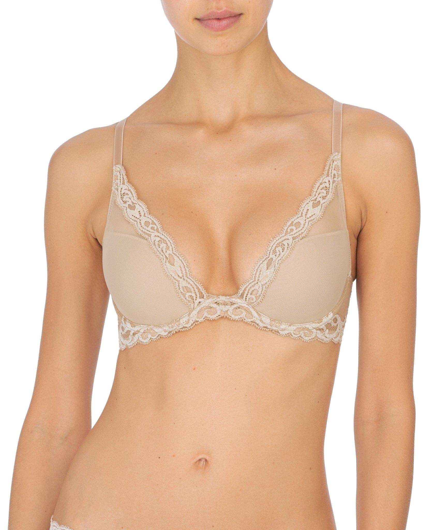 Feathers Plunge Bra- Cafe and Frose - Pinned Up Bra Lounge