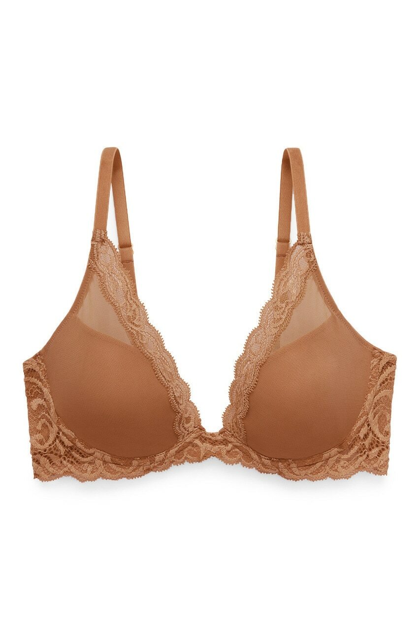 Feathers Plunge Bra-Glow and Cinnamon - Pinned Up Bra Lounge