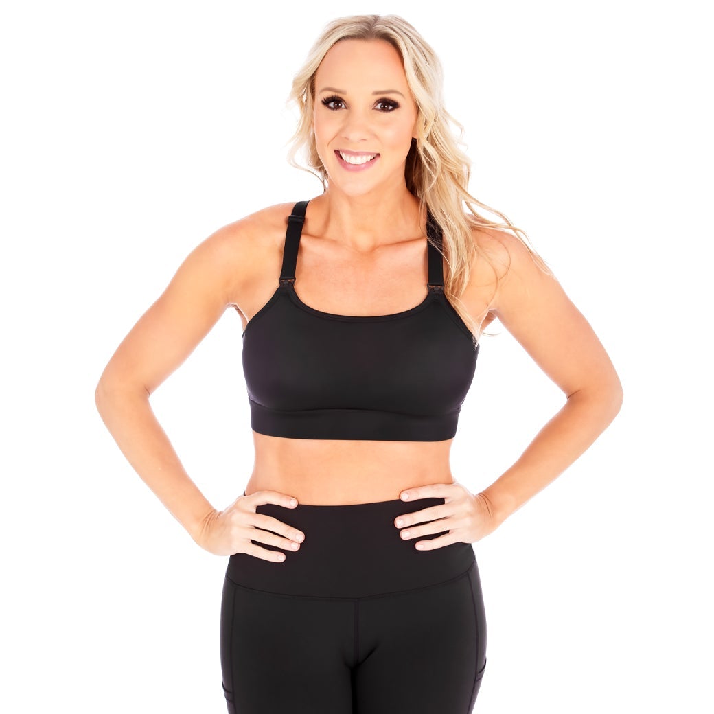 Strappy Back 2.0 Nursing Sports Bra - Black - Pinned Up Bra Lounge