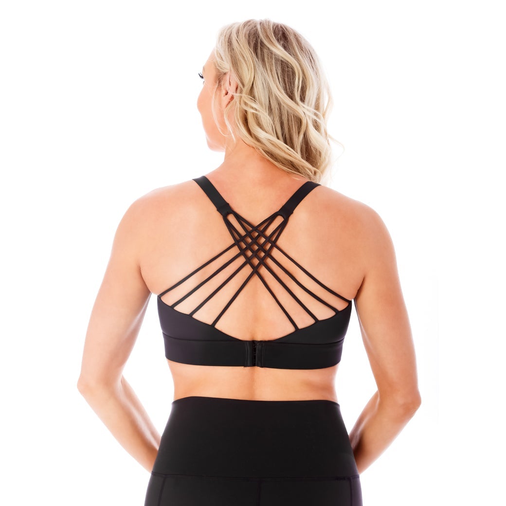 Strappy Back 2.0 Nursing Sports Bra - Black - Pinned Up Bra Lounge