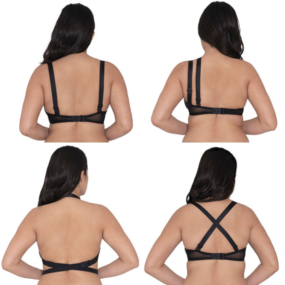 SuperPlunge Multiway Padded Bra in Black - Pinned Up Bra Lounge