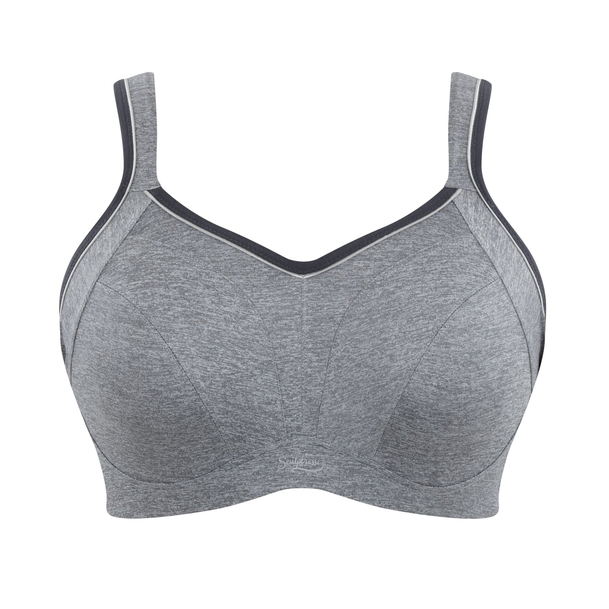 Wired Full Bust Sports Bra- Charcoal Marl - Pinned Up Bra Lounge