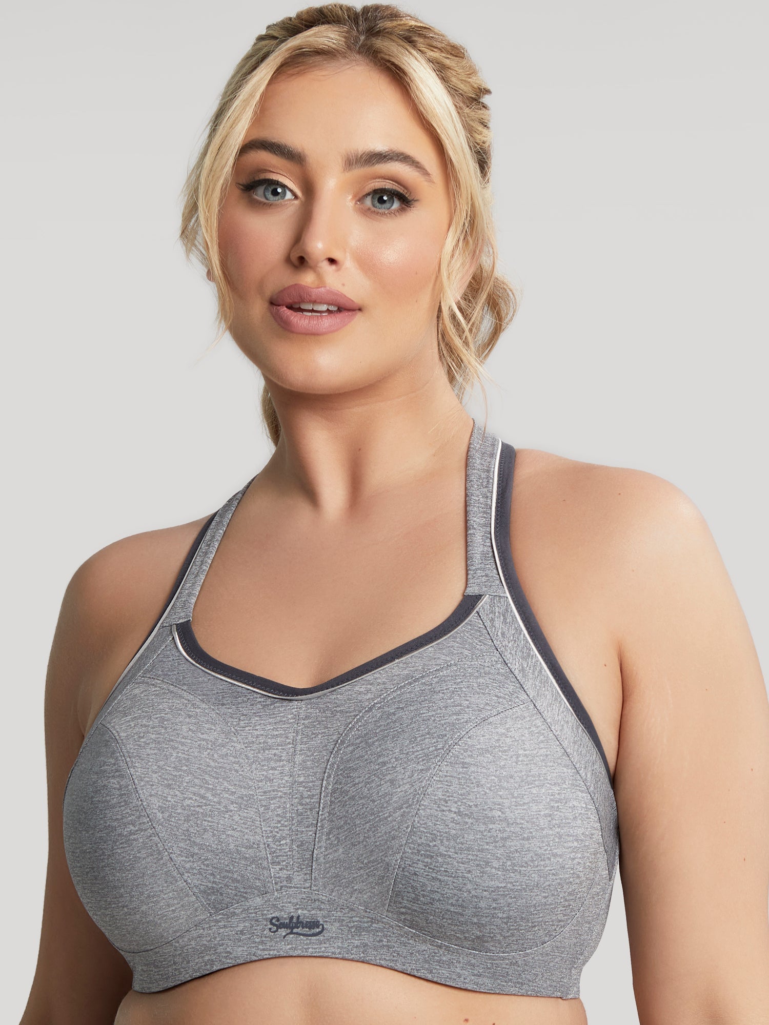 Wired Full Bust Sports Bra- Charcoal Marl - Pinned Up Bra Lounge