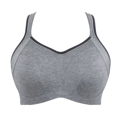 Wired Full Bust Sports Bra- Charcoal Marl - Pinned Up Bra Lounge